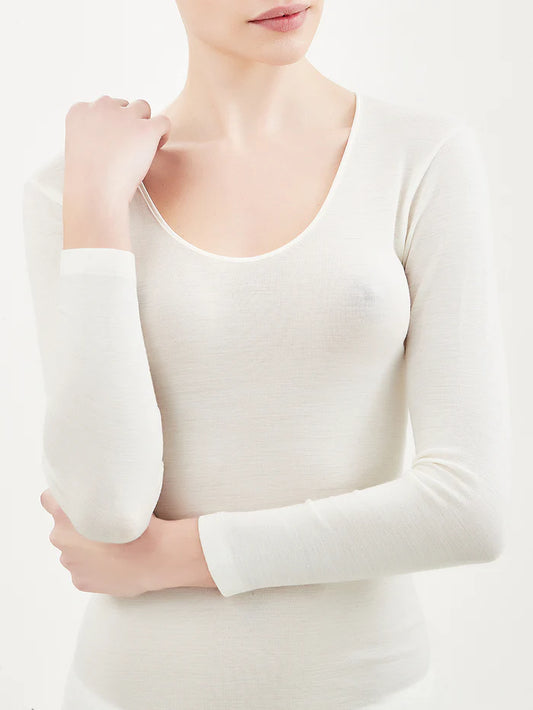 Maglia manica lunga liscia lanaseta