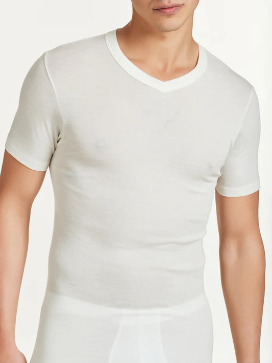 Tshirt scollo V lana/seta