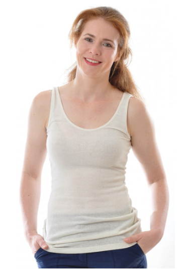 Top ecru canottiera seta buretta