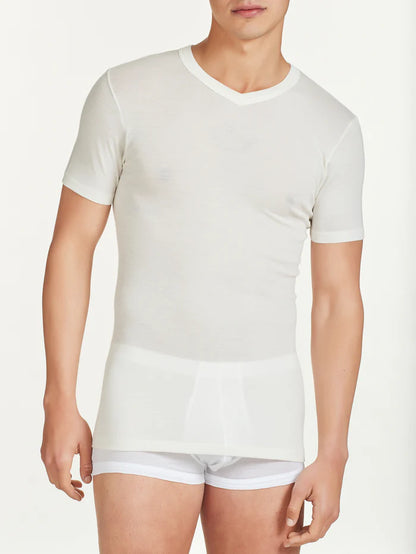 Tshirt scollo V lana/seta